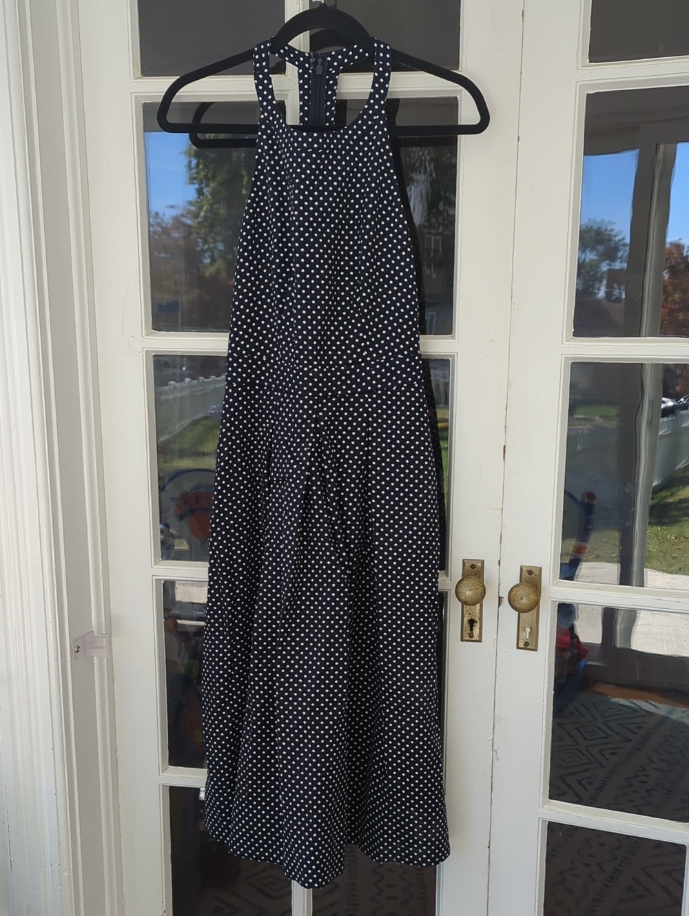 The Limited - Navy & White Polka Dot Halter Midi Dress